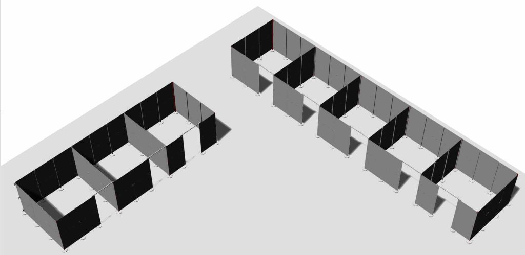 Freistehende Messestellwand Kabinen mit Durchgang