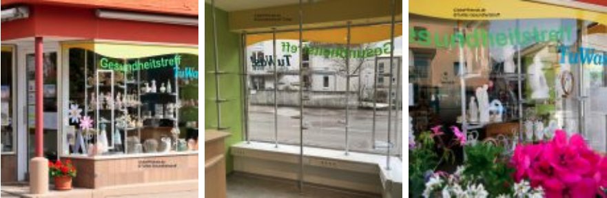 Referenzen, Raumteiler Schaufenster Warenpräsentation mit Acrylglas Ablagen