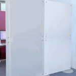 Freistehende Schreibtisch Sichtschutz Trenwnand blickdicht Acrylglas weiss