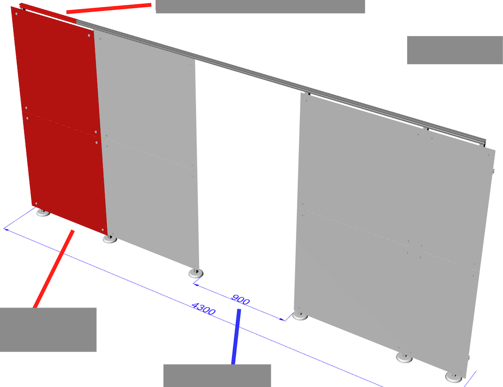 Trennwand Raumteiler nach Erweiterung und Umzug in neue Praxis, flexible Trennwandlösung