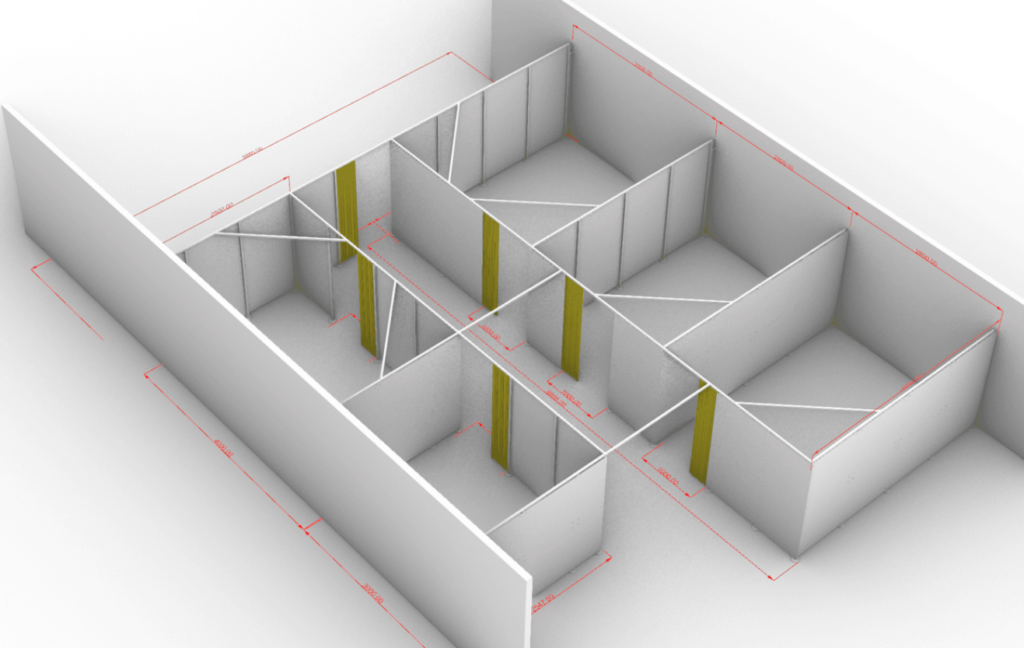 Trennwand Kabinen im Krankenhaus, Klinik Physiotherapie, Behandlungskabinen