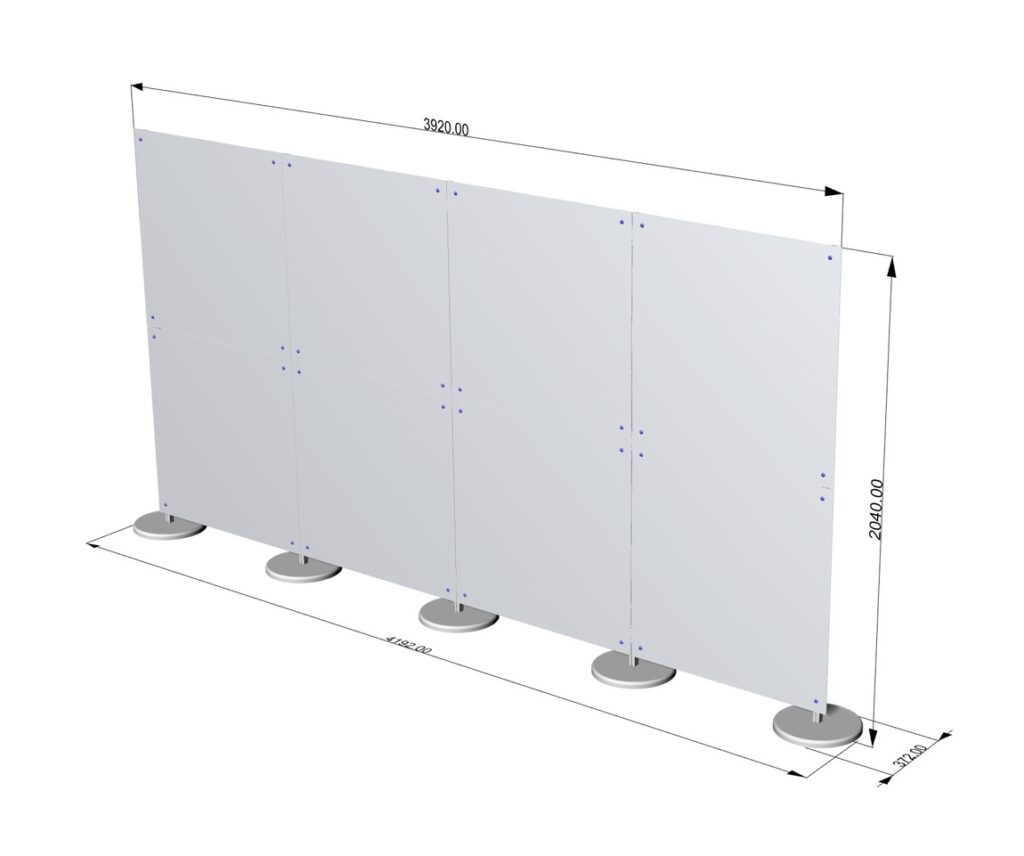 Mobile, freistehende Trennwand, blickdicht, für Praxis, Büro, Studio, Raumteiler, Sichtschutz