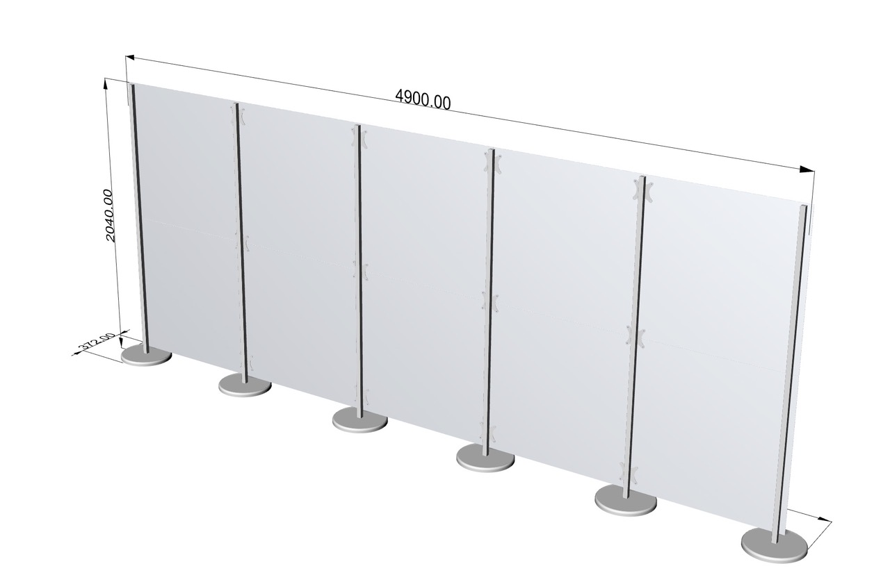 Mobile, freistehende Trennwand 5 x 2 m, blickdicht, für Praxis, Büro, Studio, Raumteiler, Sichtschutz, Rückseite