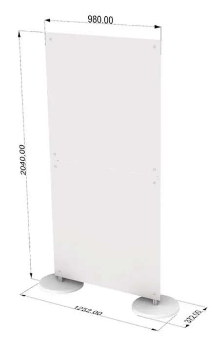 Blickdichte Trennwand freistehend 100x200 cm als Raumteiler in Arztpraxis oder Büro Abmessungen